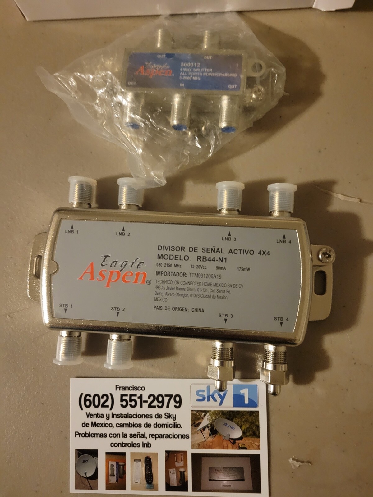 sky Mexico Switch Distribuidor de señal 1×4 y Paring 4×4 para LNB de una salida