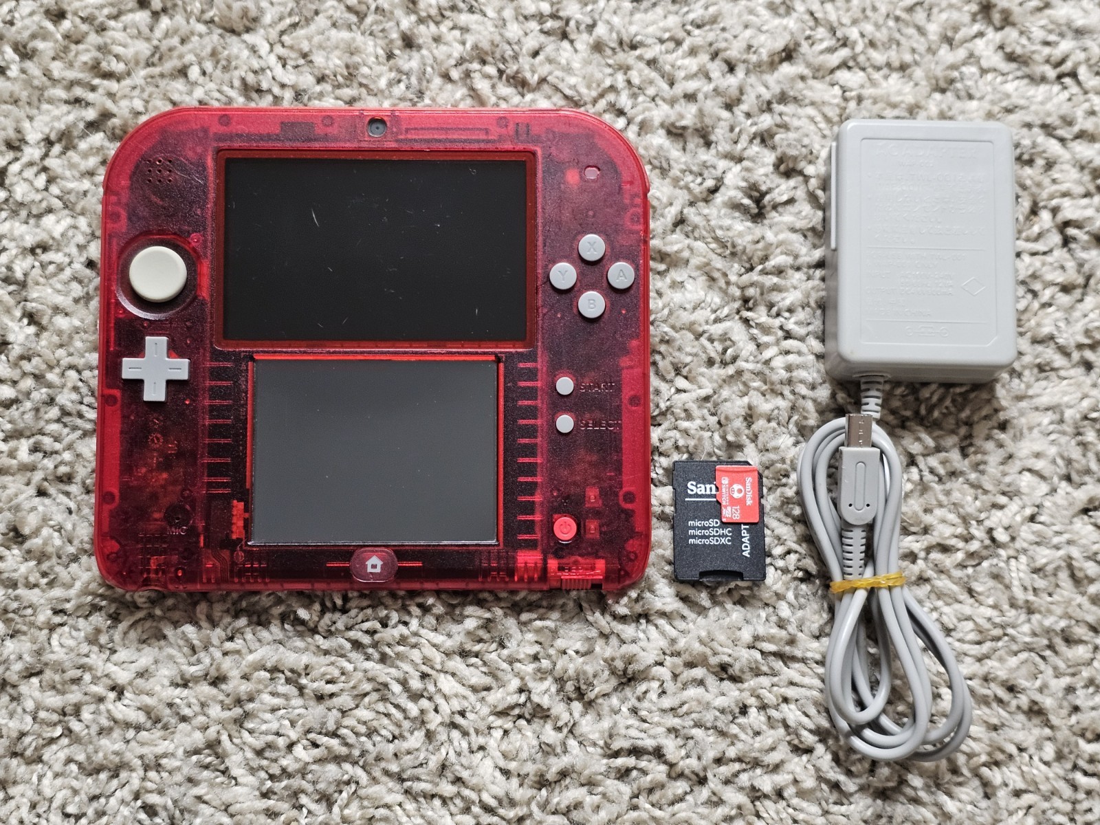 128GB Pokemon Omega Ruby Nintendo 2DS Clear Red Console Transparent Limited 3DS