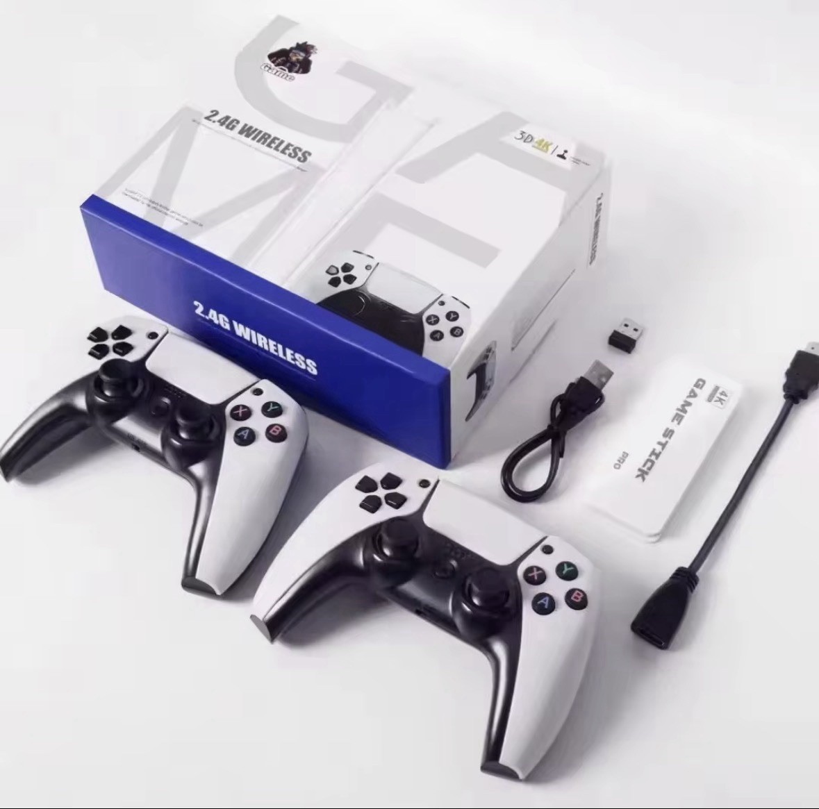 Game Stick Pro 4K Console, 64GB, Wireless Controllers, 23 Emulators, HDMI