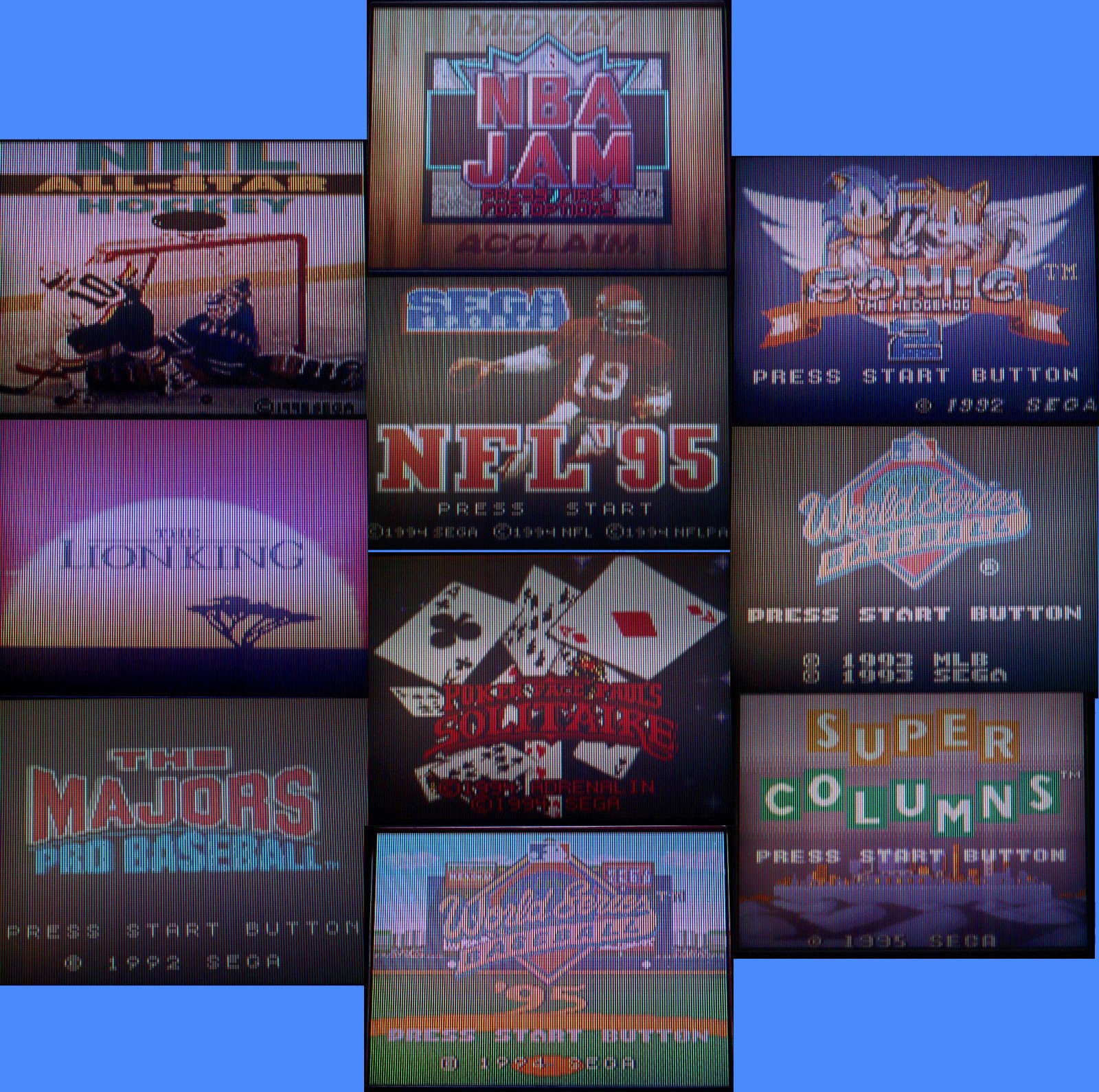 WORKING Blue Sega GAME GEAR System Recapped, 10 Games, Glass Lens, Carrying Case