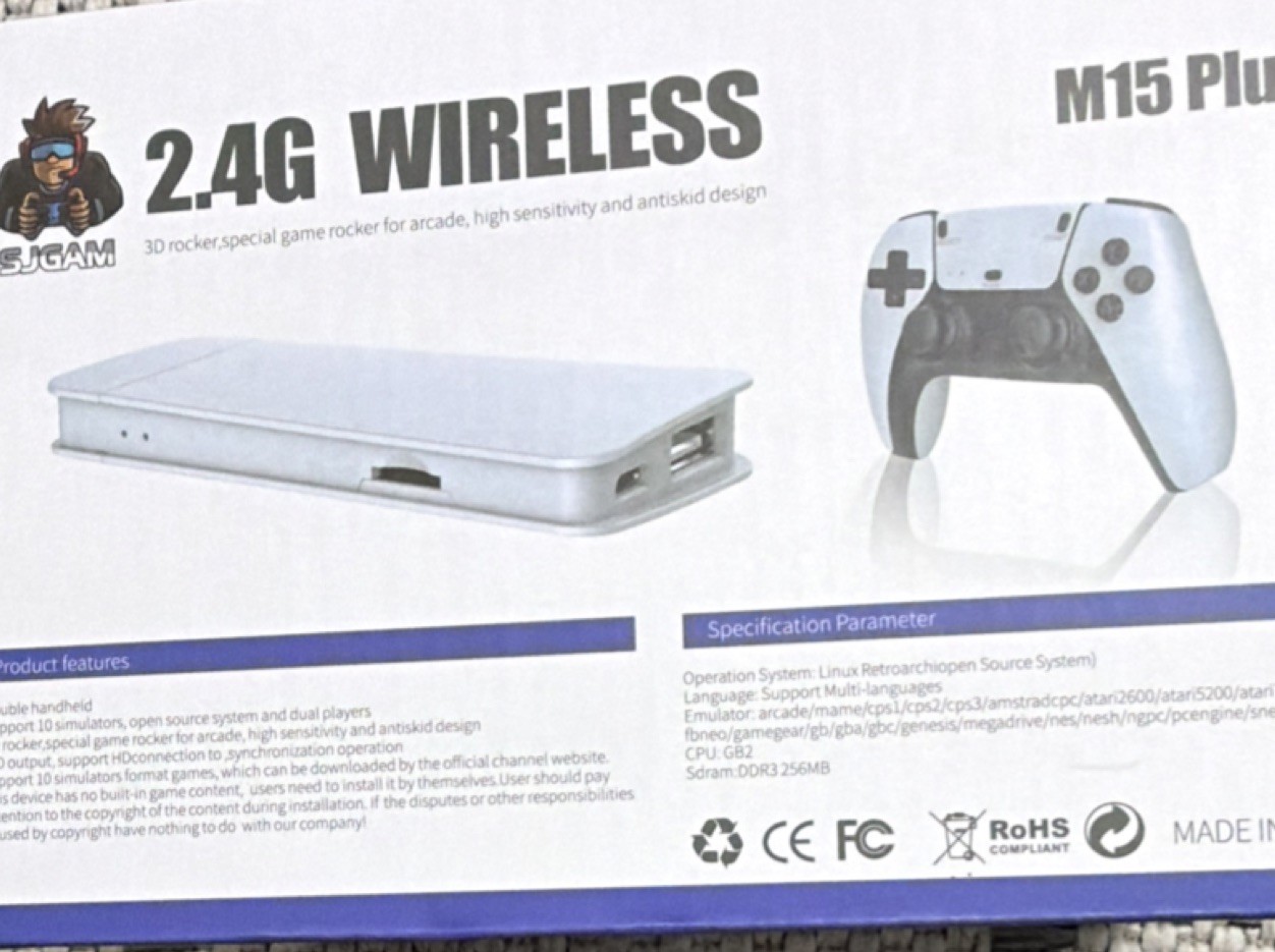 SJGAM M15 Plus Home Console 2.4G Wireless 4K Double Control 3D Audio White Black