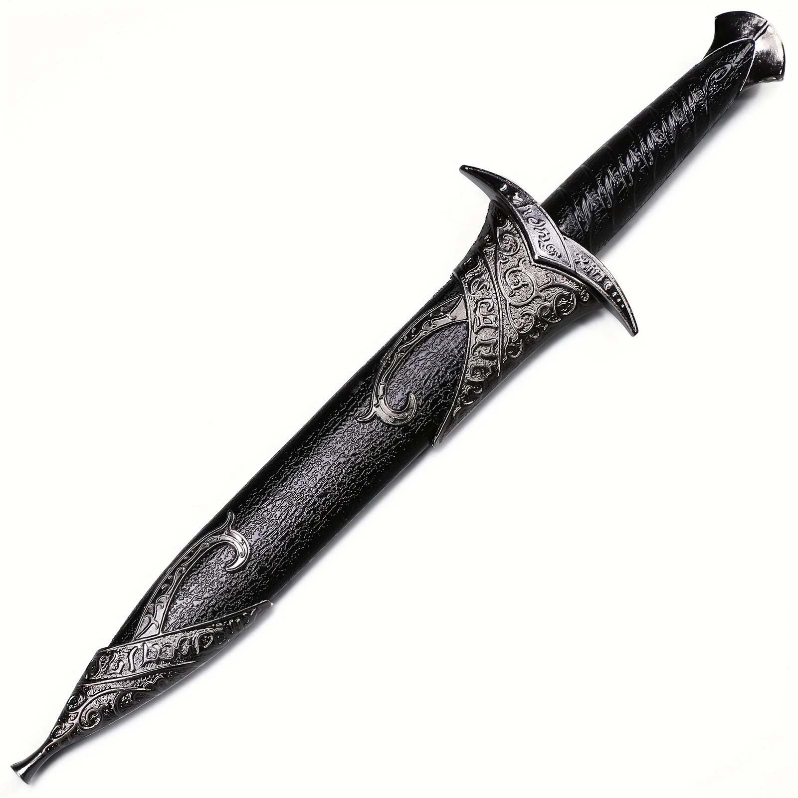 Daga Elvénica Medieval de 11″ – Espada de Fantasía Negra de Acero Inoxidable con