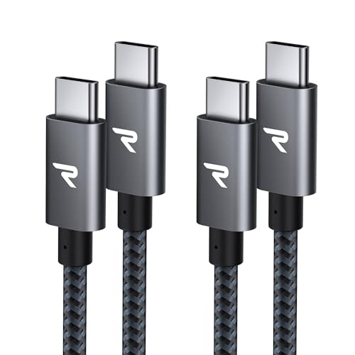 RAMPOW USB C Cable (Set of 2) [1m + 1m/Gray PD Compatible 60W Fast Charging]