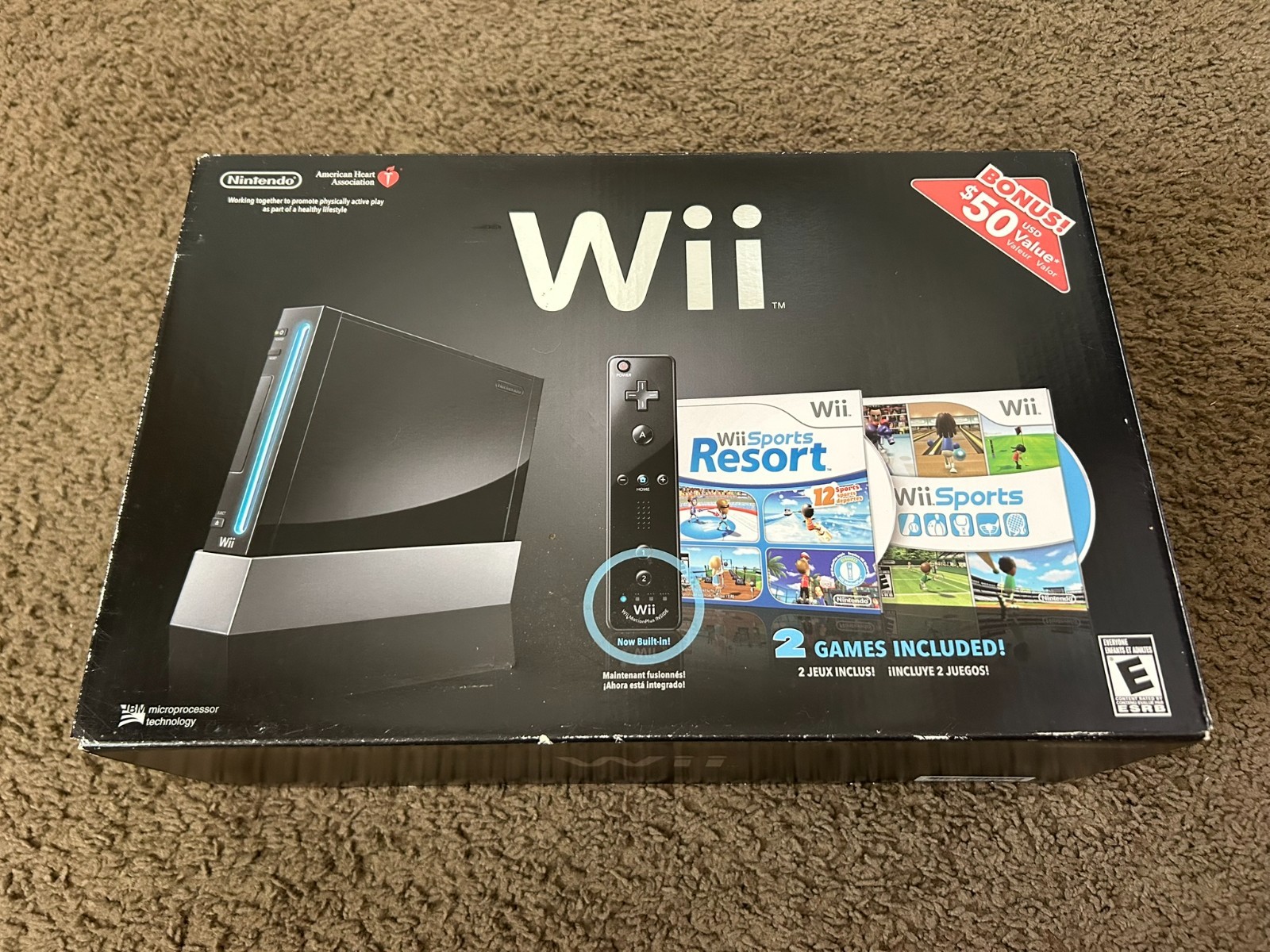 NEW Nintendo Wii With Wii Sports + Wii Sports Resort Black Console System Bundle