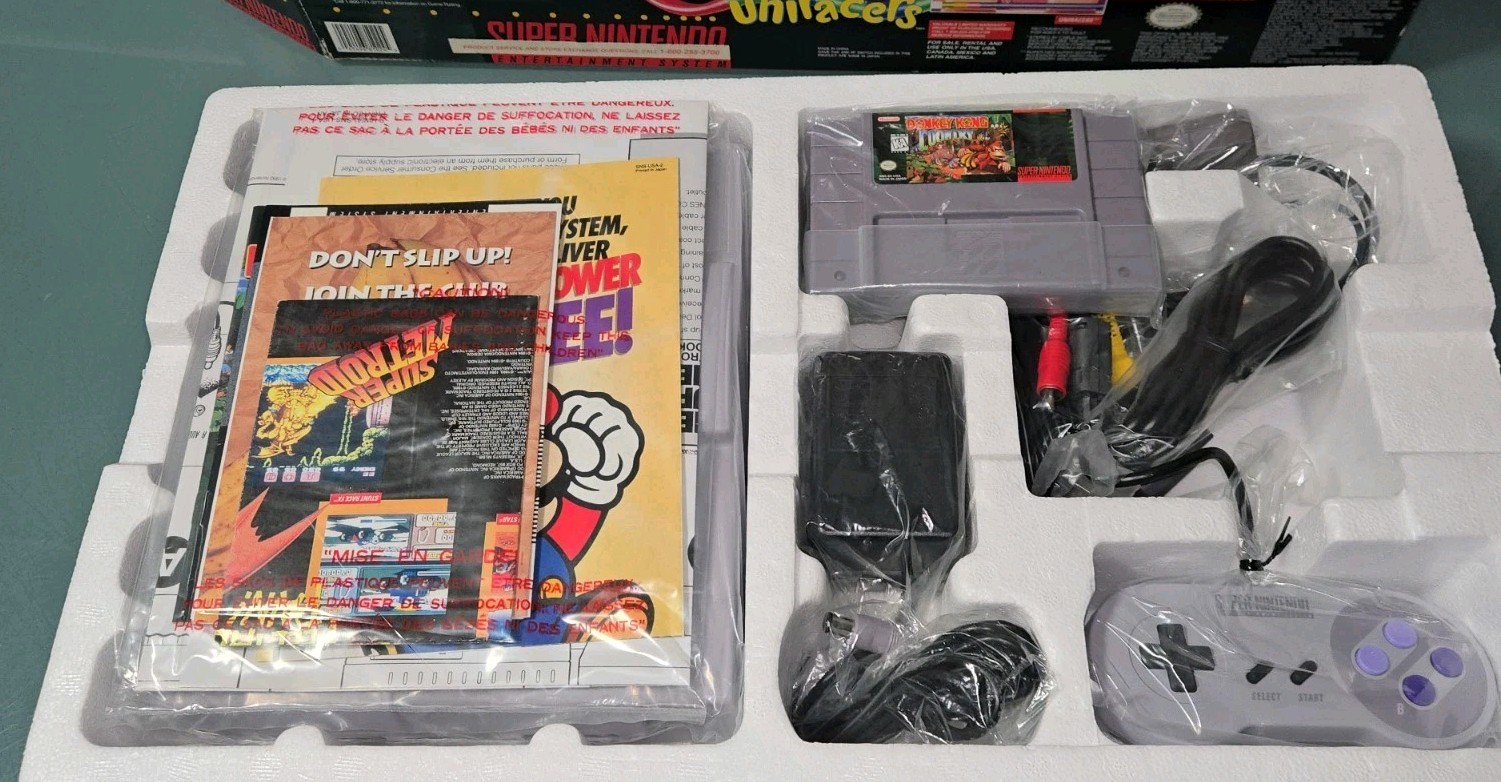 NEW Super Nintendo Donkey Kong Country SNES SYSTEM, EXTREMELY RARE! READ!