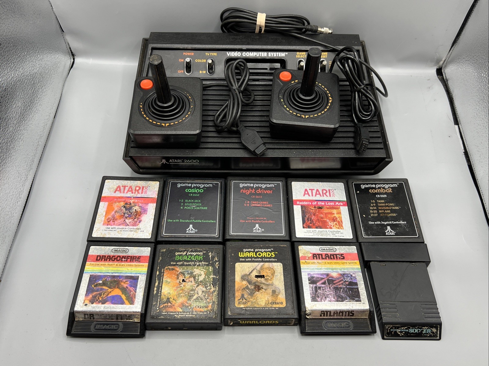 Atari 2600 Darth Vader Console System Bundle 10 Games Tested OEM Power Cords Lot