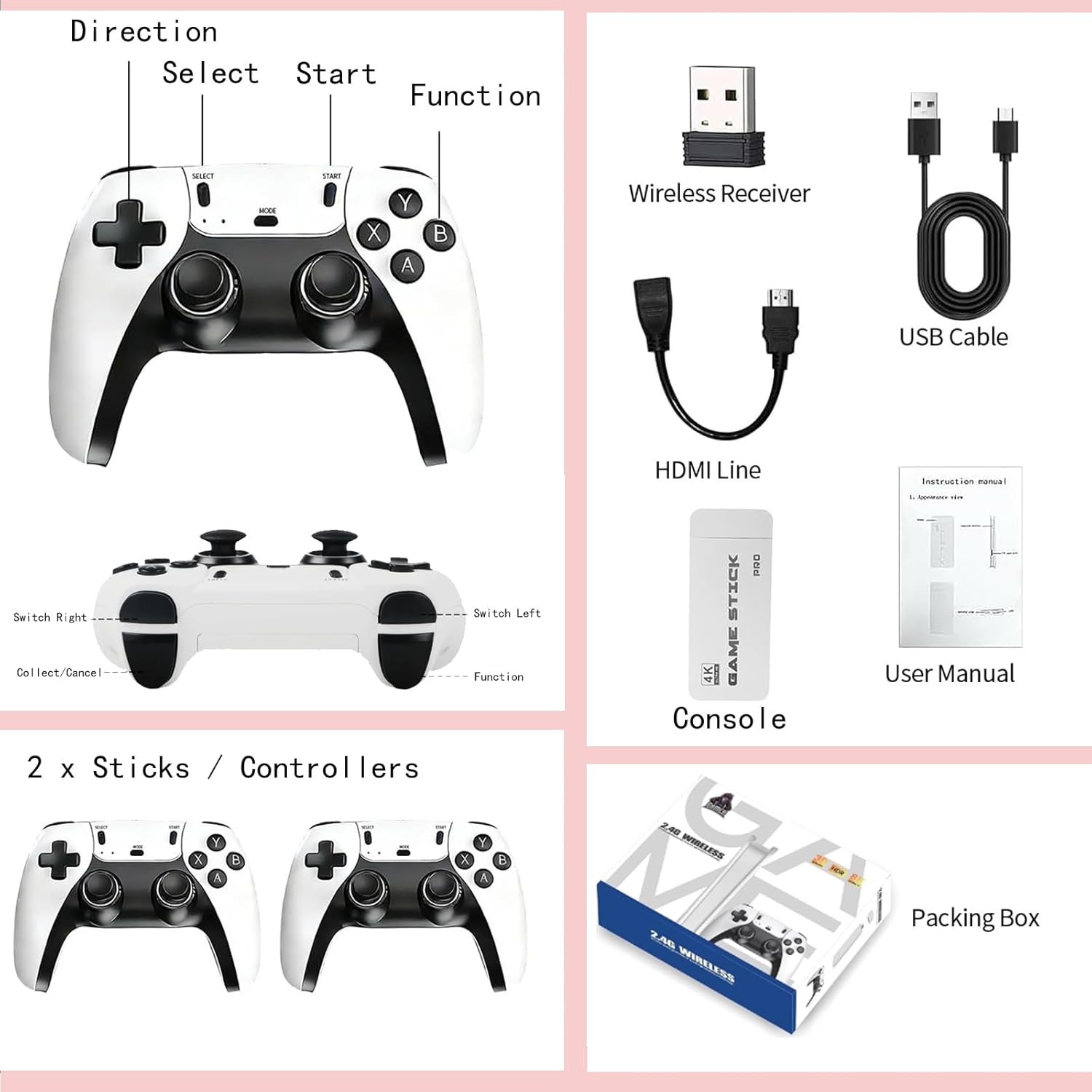 2026 Upgraded M15 Retro , 128GB Retro Gaming Console, Plug & Play HDMI Game Stic