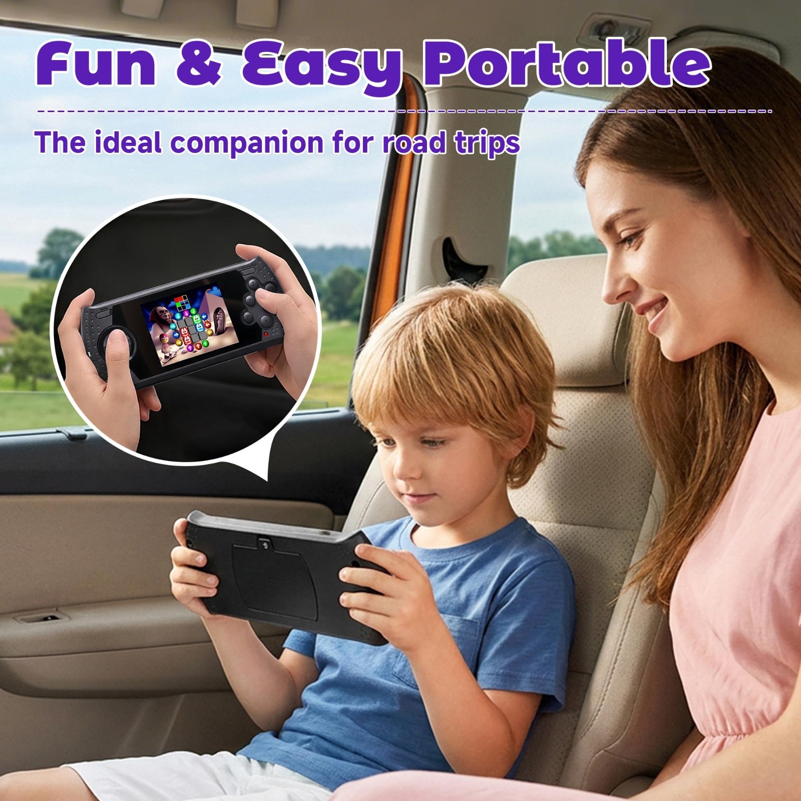 16 Bit Handheld Game Console – 230 Retro Video Games, USB Rechargeable, 3″ Porta