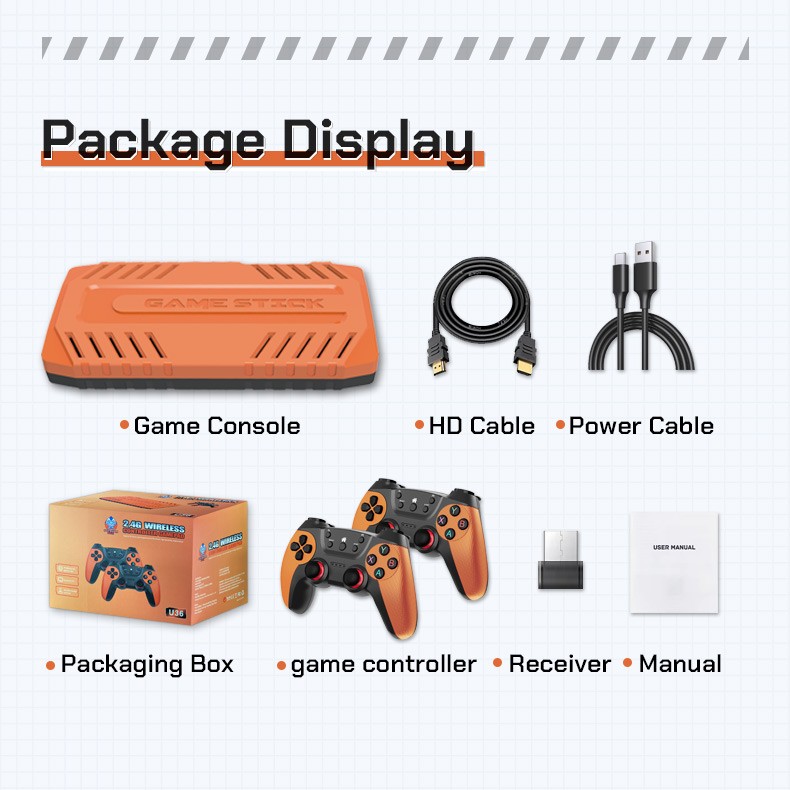 U36 Retro Game Console 4K HDMI TV Stick Dual Wireless Controllers 50000+ G