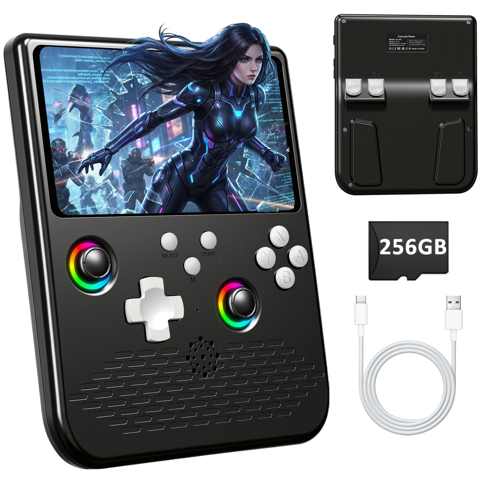 H5 Retro Gaming Console, 5.0 Inch IPS HD Screen Handheld Game Console, 256GB …