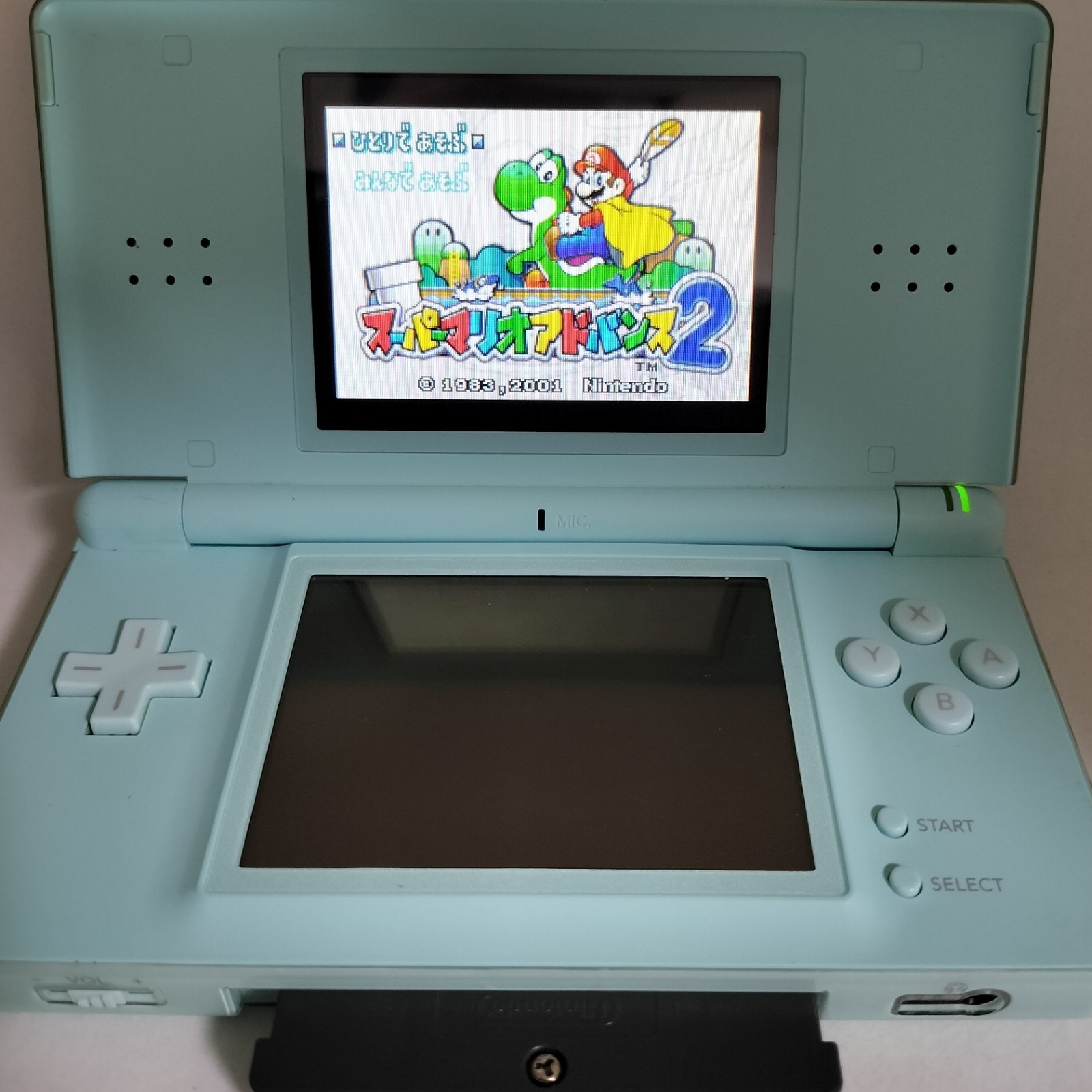 Nintendo DS Lite Ice Blue Console USG-001 Bundle Small Hinge Crack Works Great
