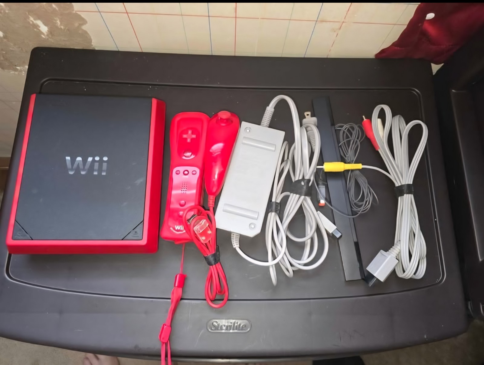 Canadian Nintendo Wii Red Console + Wii Mote, Nunchuk, and Cords