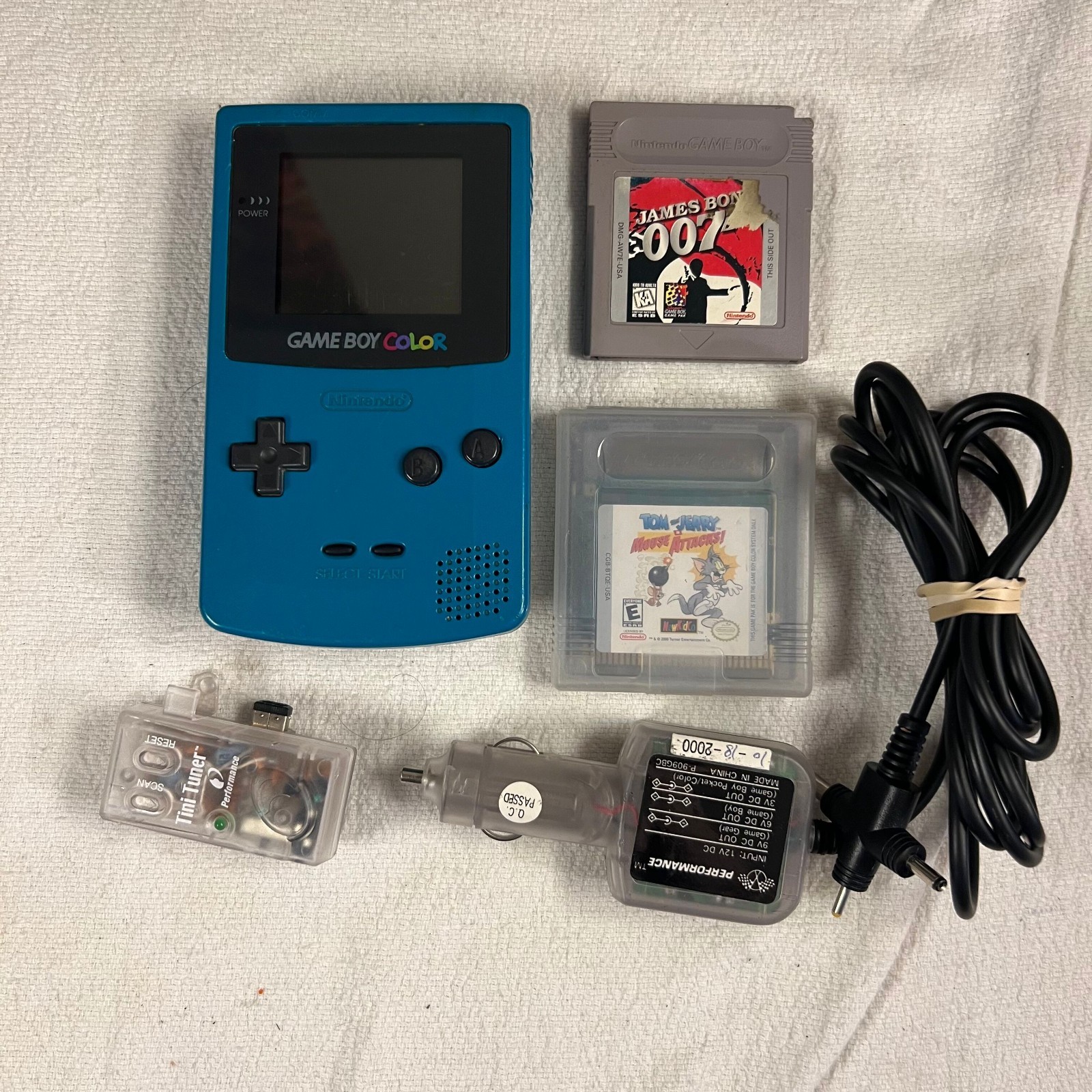 Nintendo Gameboy Boy Color Teal Blue Console CGB-001 2 Games & Accessories
