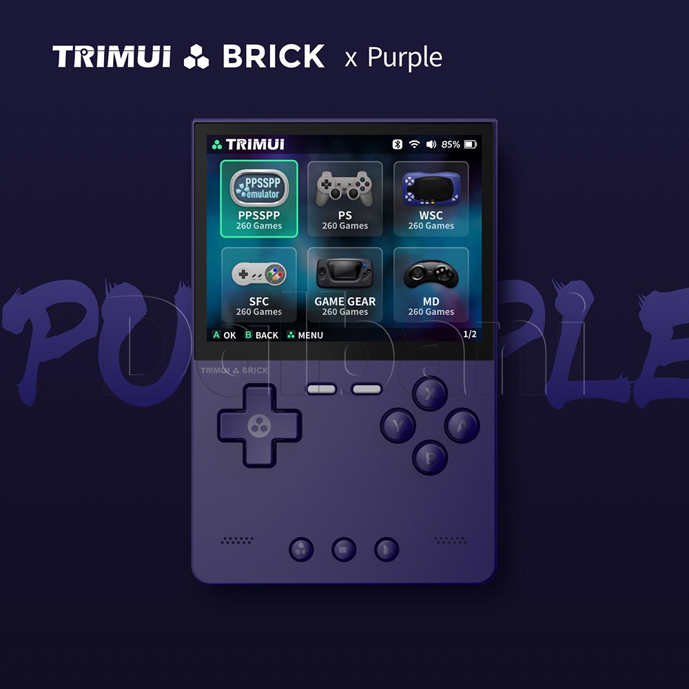 TrimUI Brick Purple Open Source Handheld Game Console with 64GB
