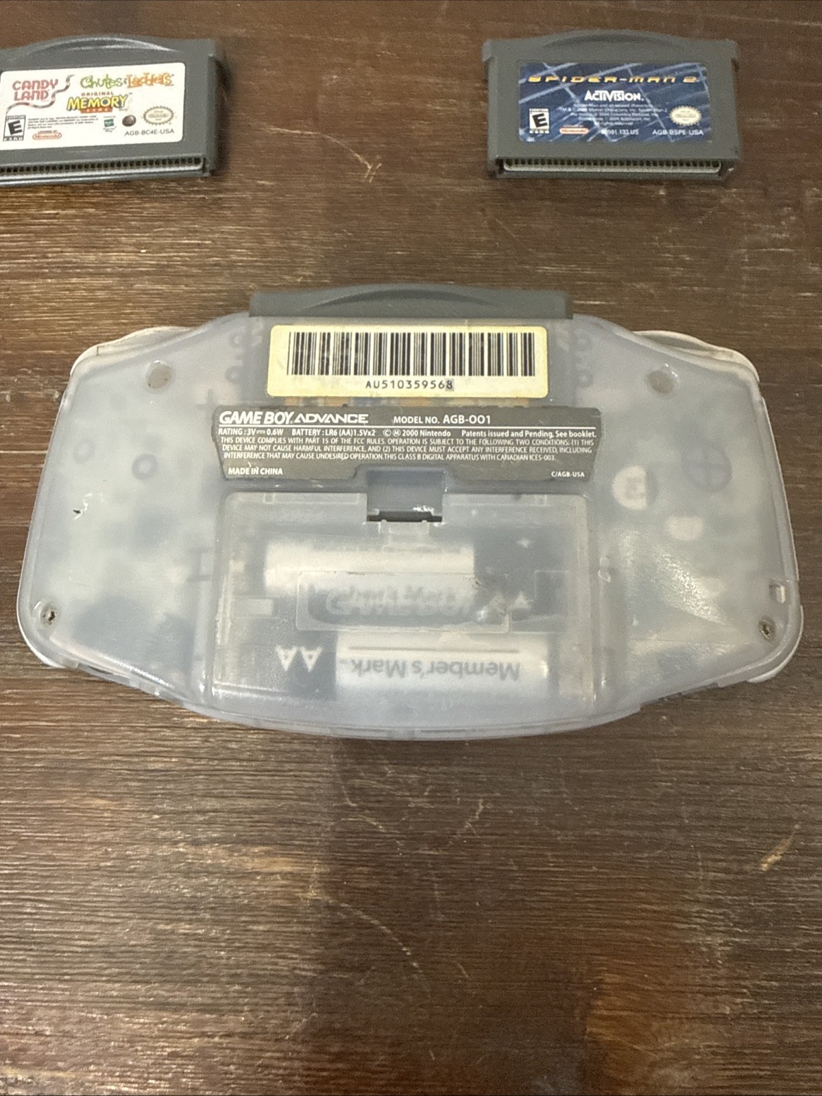 Nintendo Gameboy Advance Clear Glacier with 3 Games – Tested